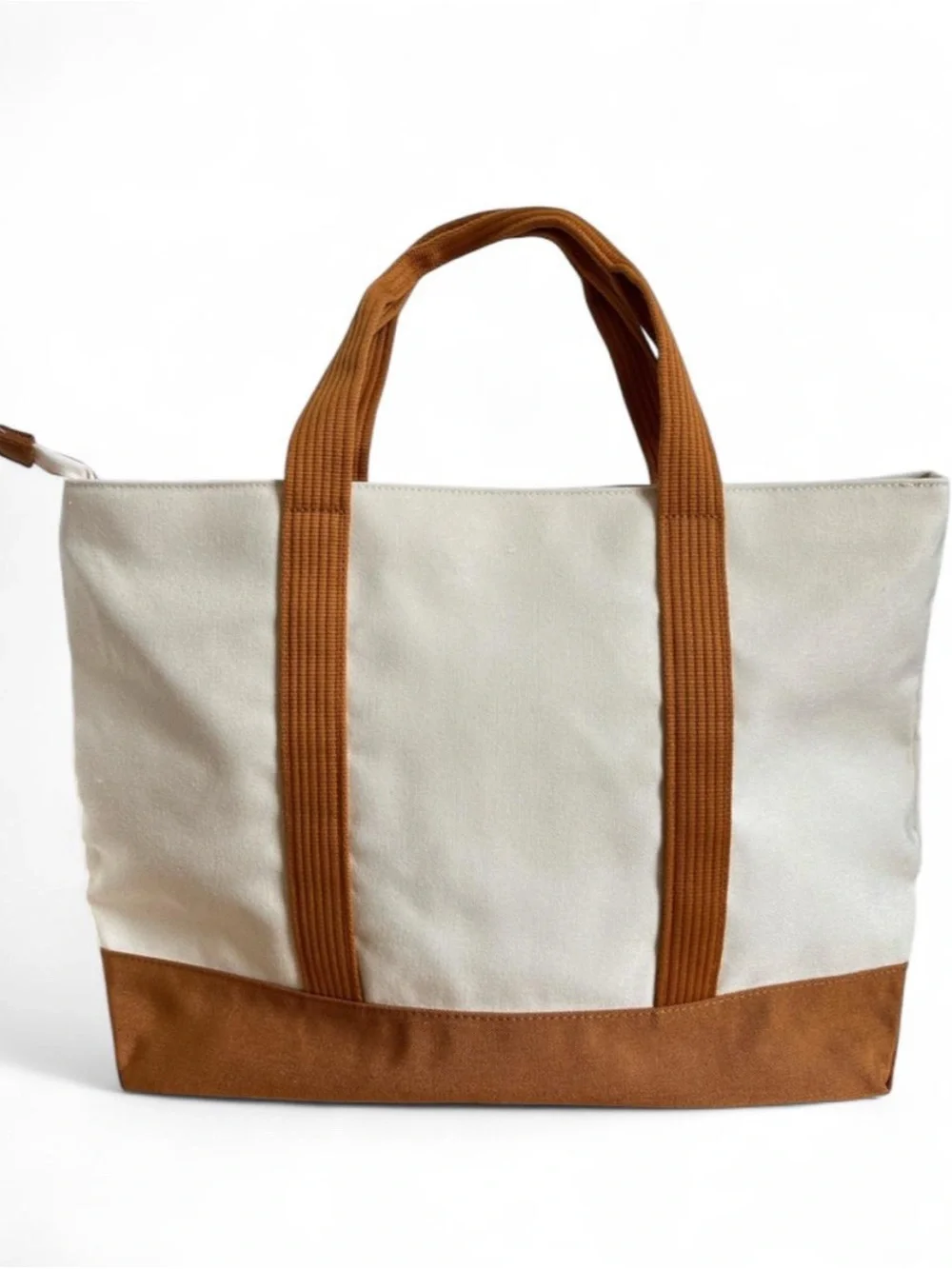 Authentic Ralph Lauren Cream Canvas Tote with Tan Accents